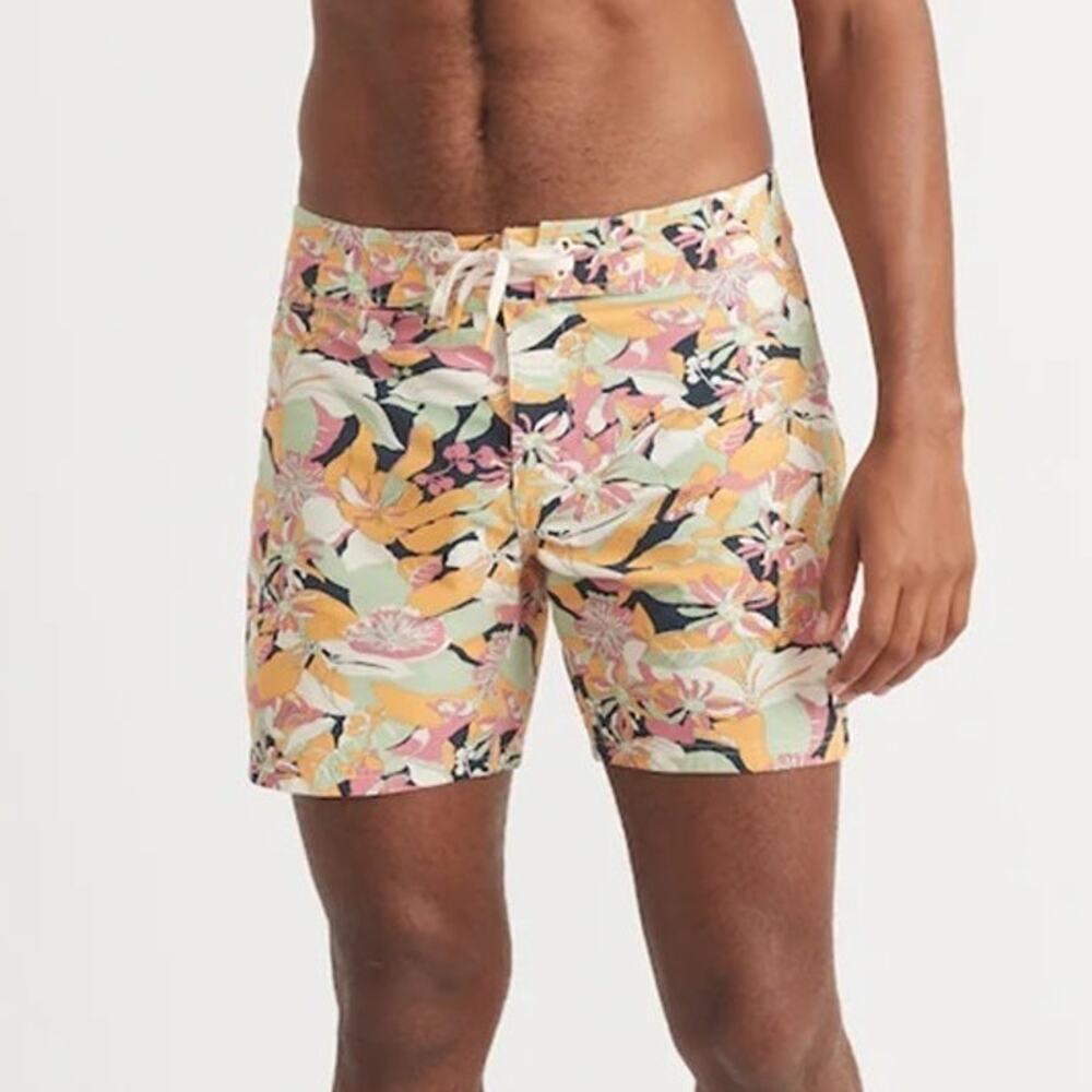Marine Layer Coronado Board Shorts Beach Summer Vintage Floral Print NWT Size 34